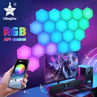 app controlled led hexagonal light smart remote control cellular light rgb quantum diy creative night light gaming room bedroom