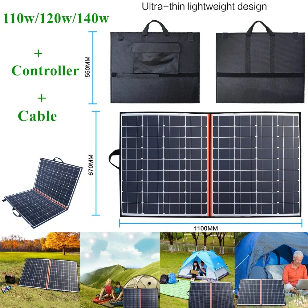 Портативная Складная солнечная панель 100 Вт 120w140W 150 200 300 Гибкая Солнечная сумка
