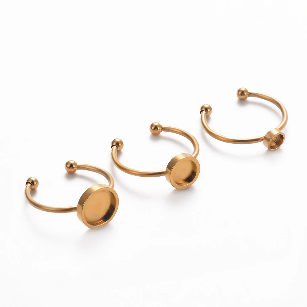 10 шт. без выцветания нержавеющая сталь золото регулируемые кольца пустые/Базовые