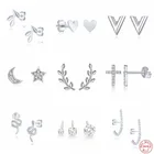 GS 925 пробы серебряные различных Луна, Звезды в форме змеи, серьги со шпилькой, для Для женщин кубический цирконий драгоценный стержня уха ювелирные изделия