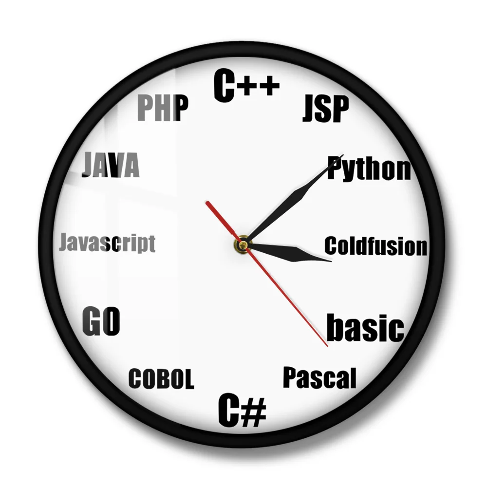 Минималистичные настенные часы с программными языками деловые офисные Декор
