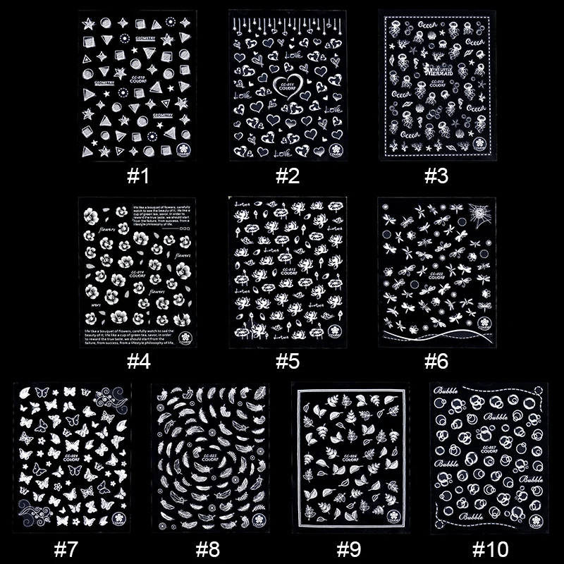 1 лист 3D наклейки для ногтей s самоклеящиеся переводные наклейки цветок бабочка перо дизайн ногтей наклейки украшения для ногтей