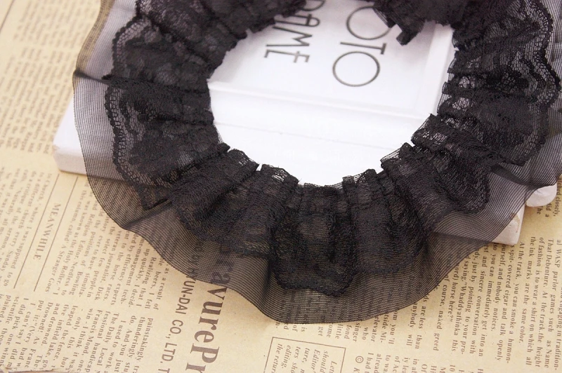 41 ярдов плиссированная шифоновая кружевная отделка гофрированный розовый белый