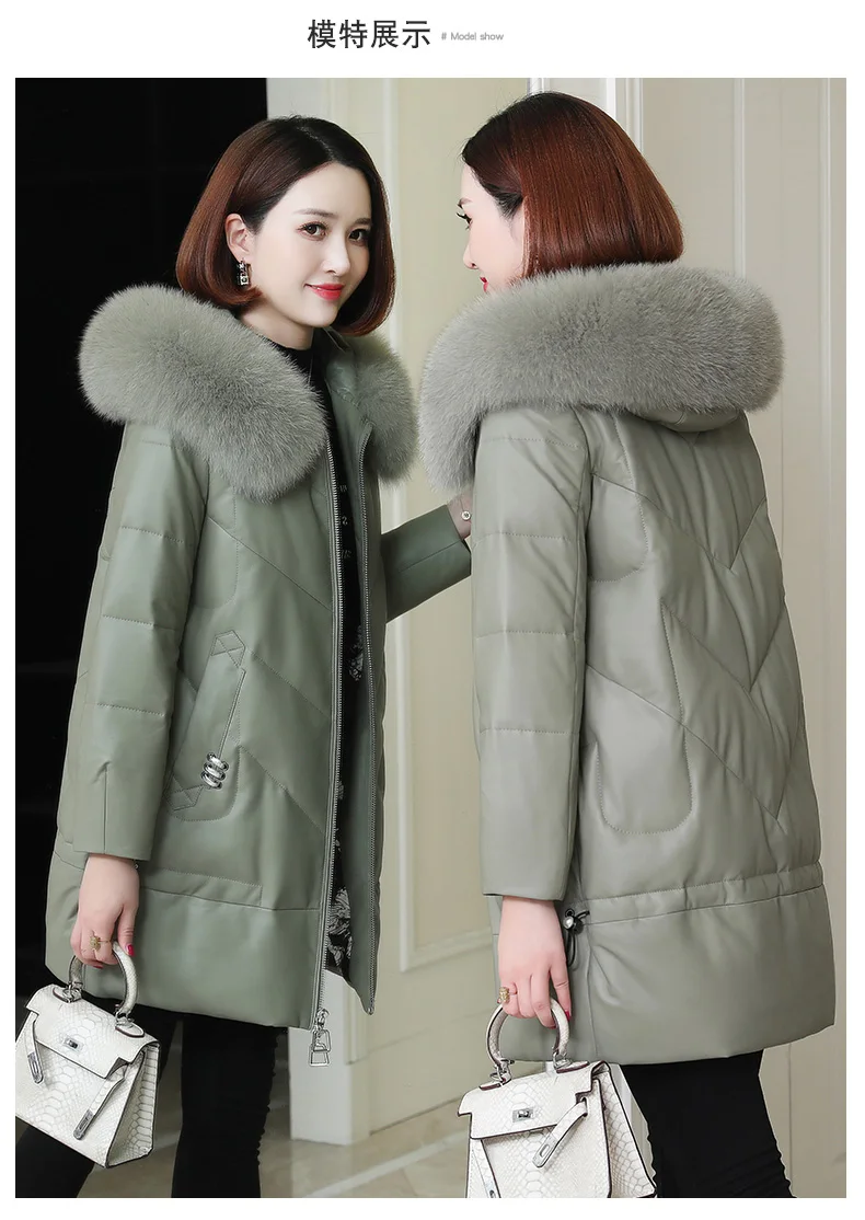 

2020 new Haining fur coat women's leather down jacket medium and long sheepskin coat with Down thickening, Korean version loose