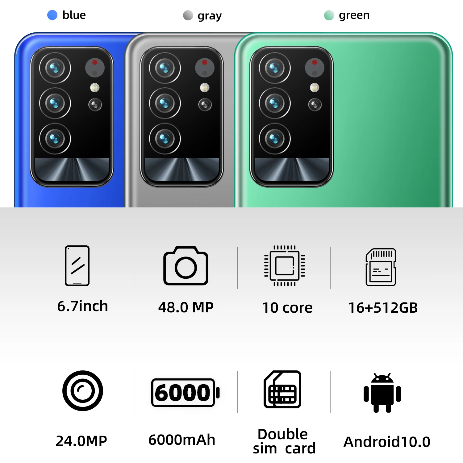 

Global Version Smartphone F19 Pro+ 6.7 Inch Android10 16G 512G Deca Core 5G support capacitive 6000mAH Mobile Phone