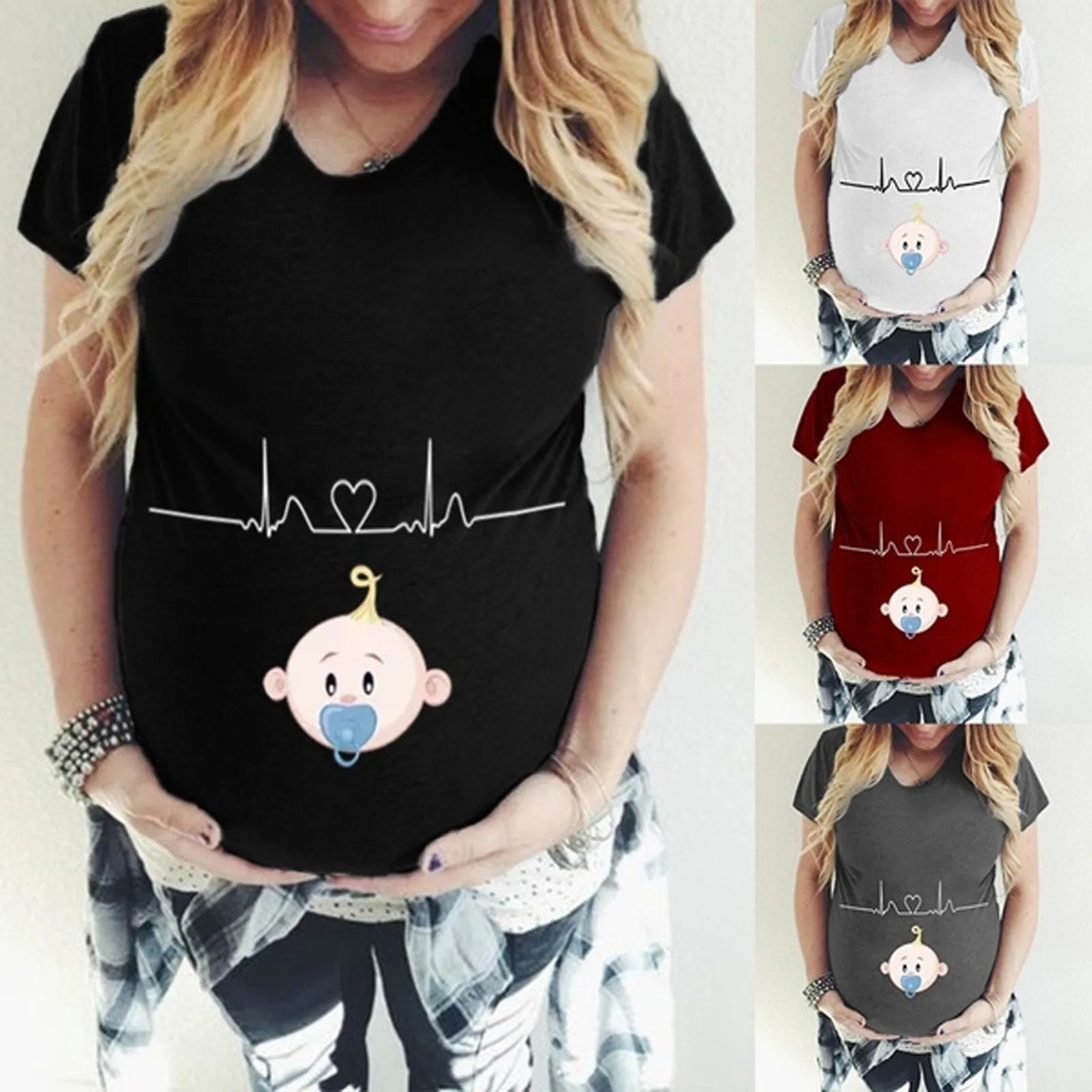 Модная Забавная детская футболка с принтом для беременных женская животом
