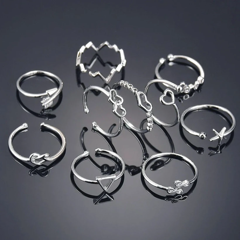 Женские винтажные геометрические кольца из нержавеющей стали регулируемые