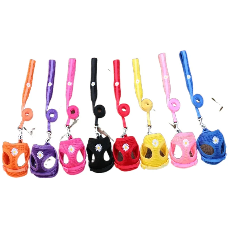 

Pet harness embroidered chest strap dog traction rope dog strap and belt cover dog spring summer mesh breathable chest strap