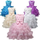 Кружевное платье принцессы с цветочным рисунком От 0 до 2 лет Одежда для маленьких девочек на день рождения торжественное платье из тюля для девочек