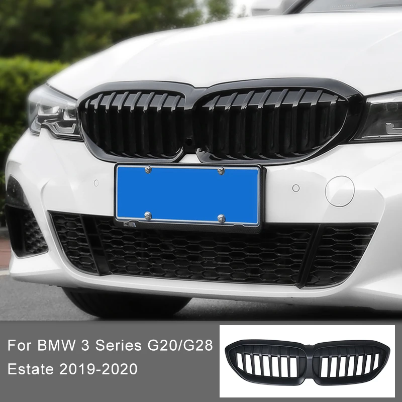 

For BMW 3 Series G20 G28 2019 2020 Car Front Kidney Grilles Auto Black Single Slat Racing Grills Car Exterior Accessories 1 Pc