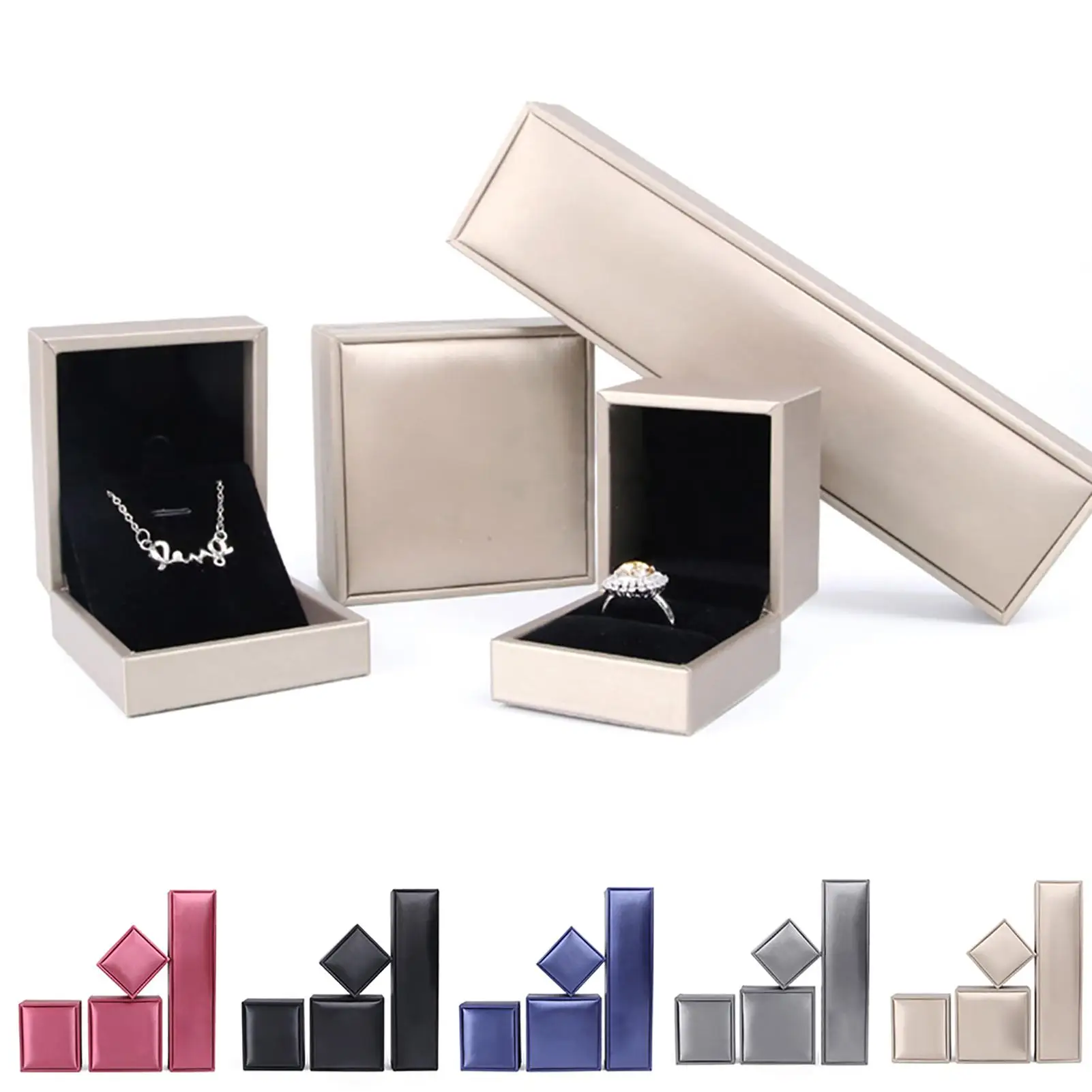 

HOT SALES！！！New Arrival Faux Leather Pendant Ring Display Box Bracelet Necklace Jewelry Storage Case Wholesale Dropshipping