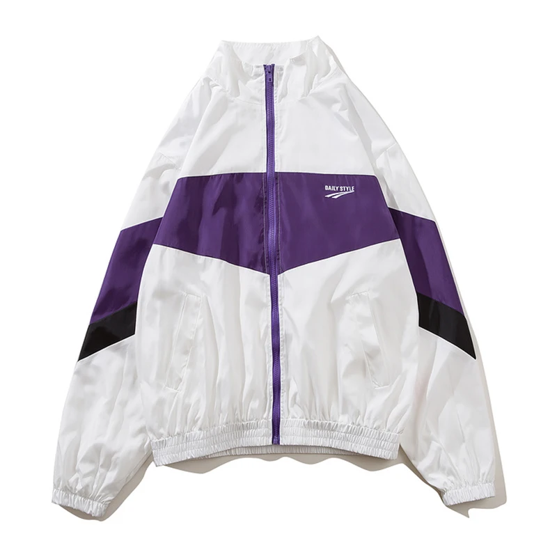 white jackets Мужская куртка в стиле хип-хоп в стиле ретро с цветным блоком, Лоскутная уличная куртка Harajuku, ветровка, уличная одежда, куртка, пальто - Цвет: white jackets