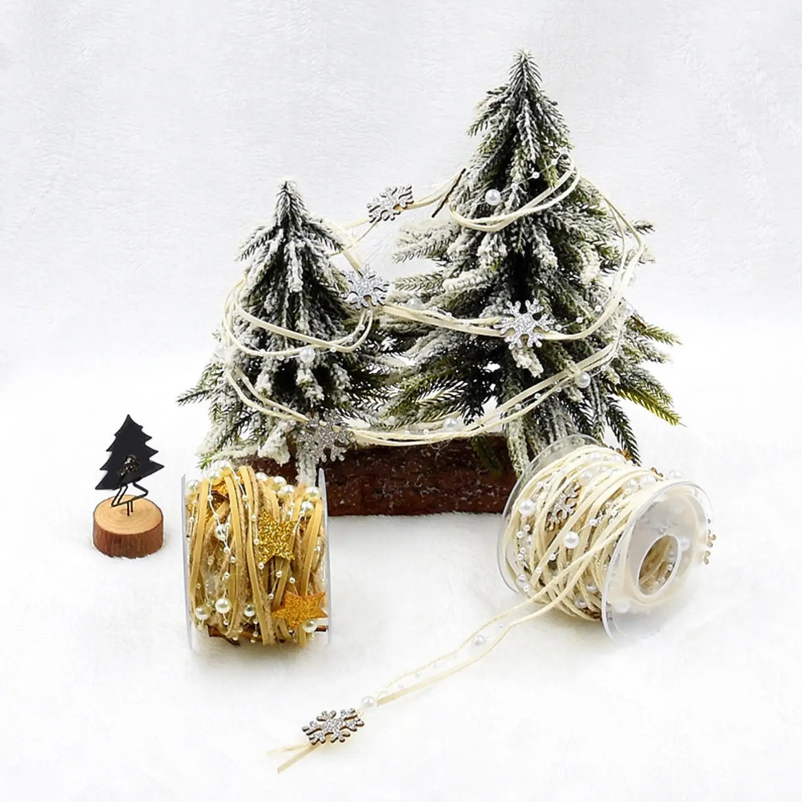 

Christmas Bouquet Packaging Ribbon Hand-woven Glitter Wood Chip Decorative Belt