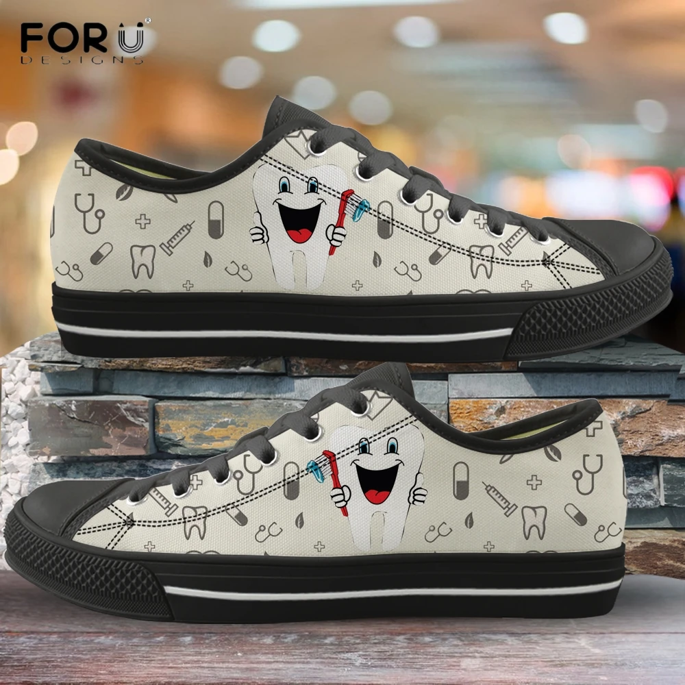 Кроссовки женские парусиновые с рисунком зубов на весну/осень | Обувь