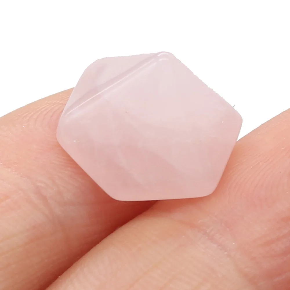 

5PCS Natural Stone Pendant Red Agat Rose Quartzs Charms Hexagonal Cone Shape No Hole for Making DIY Jewelry Necklace 14mm