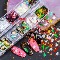 mix christmas snowflake xmas tree starlights holo nail glitter sequins nail art slice stickers decoration 12 gridsbox or 1 jar
