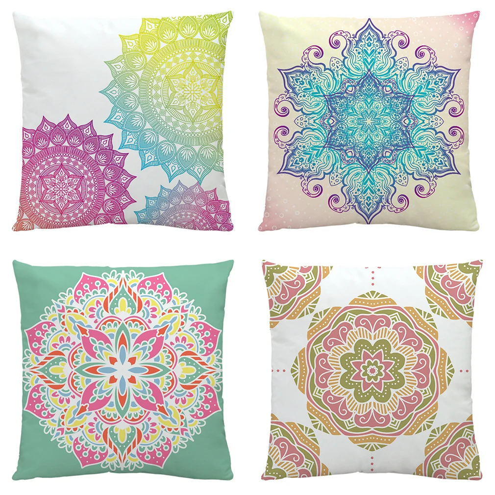 

Bohemian Mandala Cushion Cover Decorative Pillows Fashion Seat Cushions Home Decor Soft Flax Car Throw Pillow Sofa Pillowcase