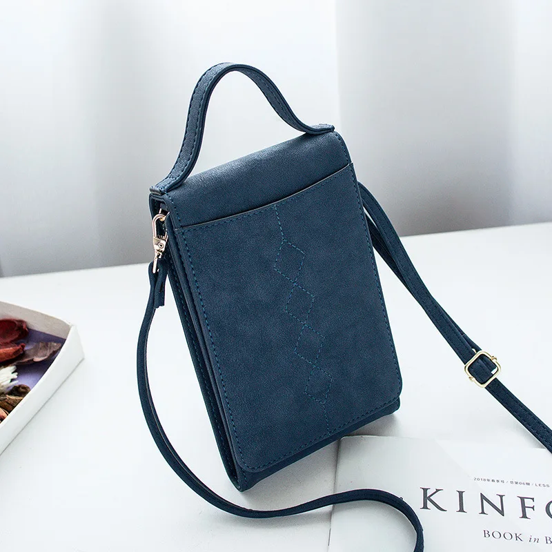 912 dark blue Новая модная сумка для телефона из искусственной кожи, женская сумка через плечо, кошелек для монет, вместительная Минималистичная Портативная сумка-мессенджер - Цвет: 912 dark blue