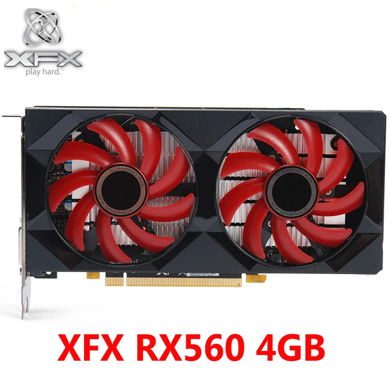 Видеокарта XFX RX 100% 4 Гб 560 бит GDDR5, графические карты для AMD RX 500 rx 560d RX560 4G DisplayPort HDMI DVI 7000 МГц, б/у