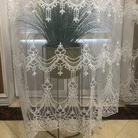 white beautiful embroidery tulle curtains for living room wedding elegant tulle window drapes for bedroom balconyvt