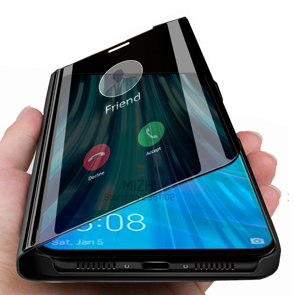 Умный зеркальный флип чехол для xiaomi redmi note 8 Pro 7 8t 7a 8a k30 Прозрачный mi cc9 10 9t pro 9 se a2 lite