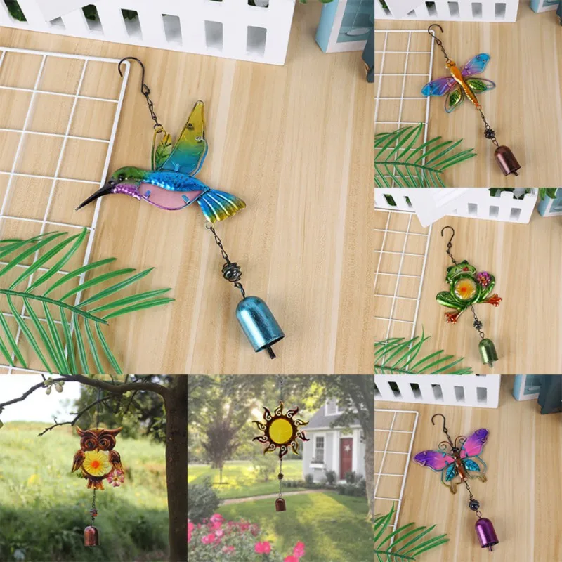 Садовые ветряные колокольчики с птицами для окна балкона уличный Колибри Павлин