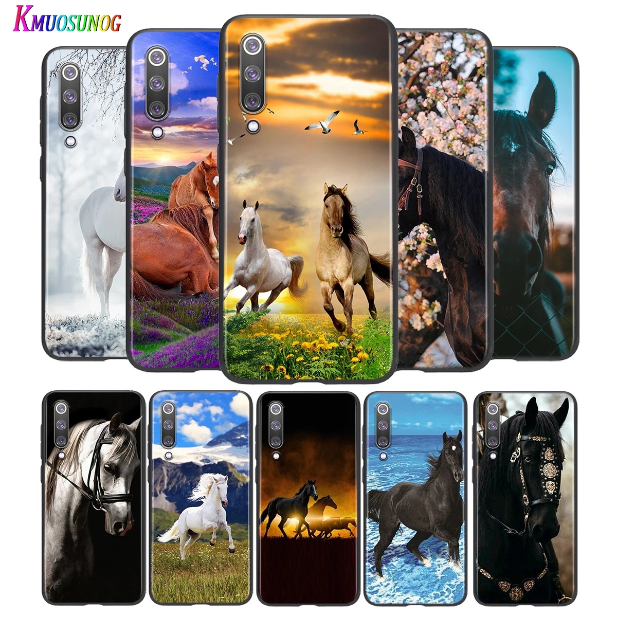 

Beautiful Hors Art For Xiaomi Mi 8 9 10 11 10i 11i 10 10Pro 11Pro CC9 A3 9T 10T Lite Pro Se Ultra 5G Black Silicone Phone Case