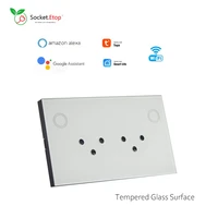 wifi white crystal glass touch panel wall socket 15a israel type h electricity statistics timmer power outlet smart home voice