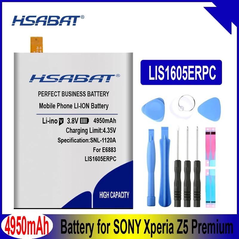 HSABAT 4950 мА/ч, LIS1605ERPC Батарея для SONY Xperia Z5 Премиум Z5P двойной E6883 E6853