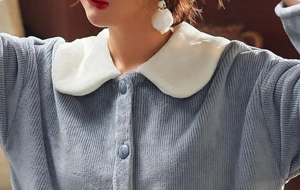 Fdfklak Коралловая флисовая Пижама осень зима плюс бархат Дамы фланель домашний