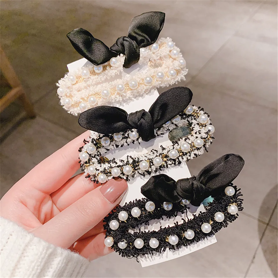 Роскошный Жемчуг Шпилька бант для женщин девушек милые украшения волос