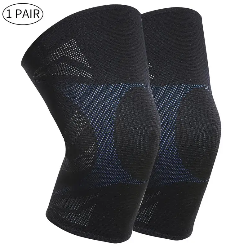 BLUE 2PCS Veidoorn 1prs компрессионные наколенники для поддержки колена для спортивных тренировок баскетбольные суставы обезболивающие наколенники для бега - Цвет: BLUE 2PCS