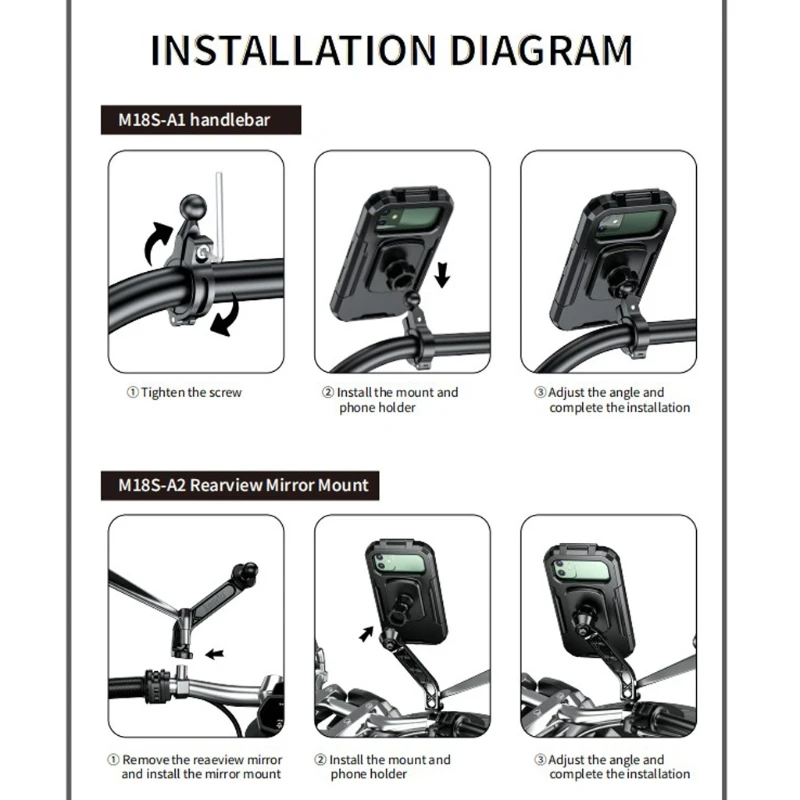 waterproof case bike motorcycle handlebar rear view mirror 3 to 6 8 cellphone mount bag motorbike scooter phone stand free global shipping