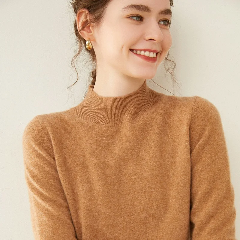 2020 new autumn and winter semi-high collar fashion pullover Australian wool bottoming shirt women's | Женская одежда