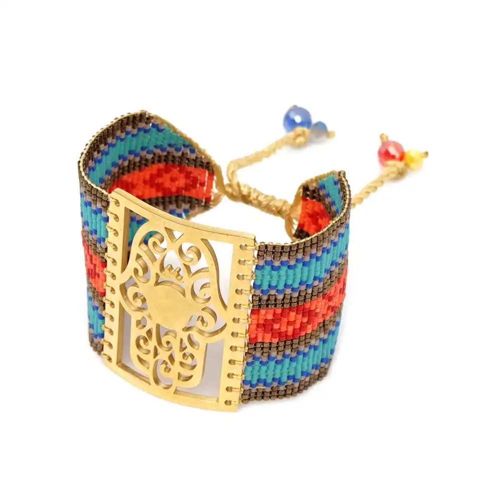 Go2boho MIYUKI Fatima Хамса браслеты ручной работы Pulseira Mujer браслет женский богемный Летний пляж Бохо ювелирные изделия ручной работы ткацкий станок