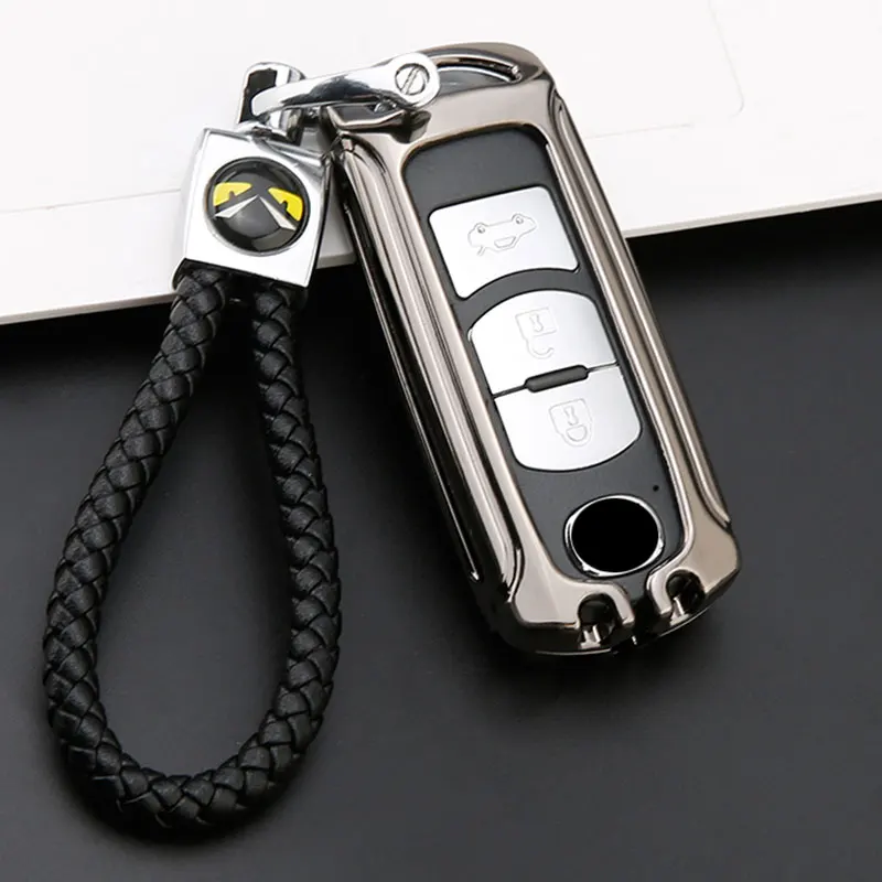 Black rope buckle Цинковый сплав кожаный чехол для ключей чехол Mazda 6 Mazda 3 2 Axela Atenza CX-5 CX5 CX-7 CX-9 - Название цвета: Black rope buckle