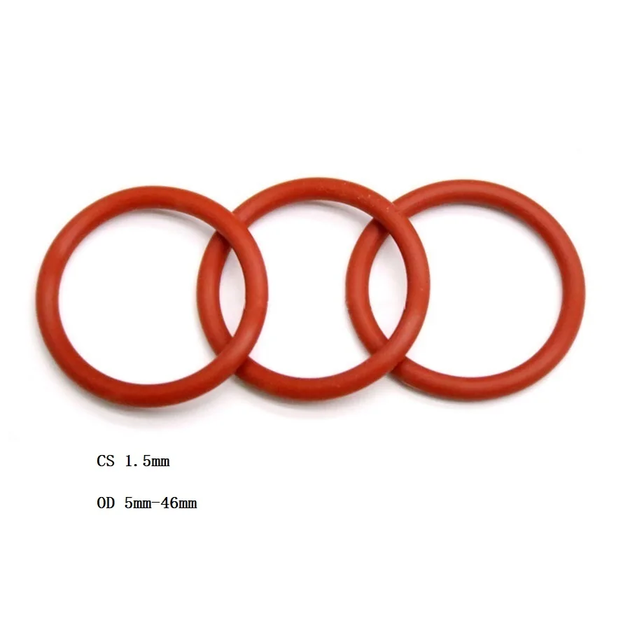 

Silicone O-Ring Food Grade Seal Washer Red Rubber O Ring OD 5mm-46mm CS 1.5mm