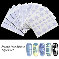 12pcsset diy 3d nail art hollow stencils sticker french nail foil water decals manicure template tool