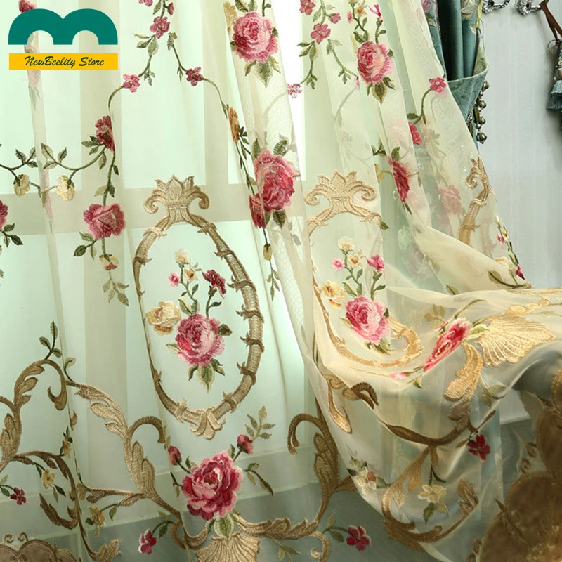 Высококачественные зеленые Роскошные оконные шторы с вышивкой для гостиной