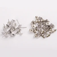 100sets stainless steel stud earring post back set blank base fit cabochon 345681012mm for diy jewelry making findings