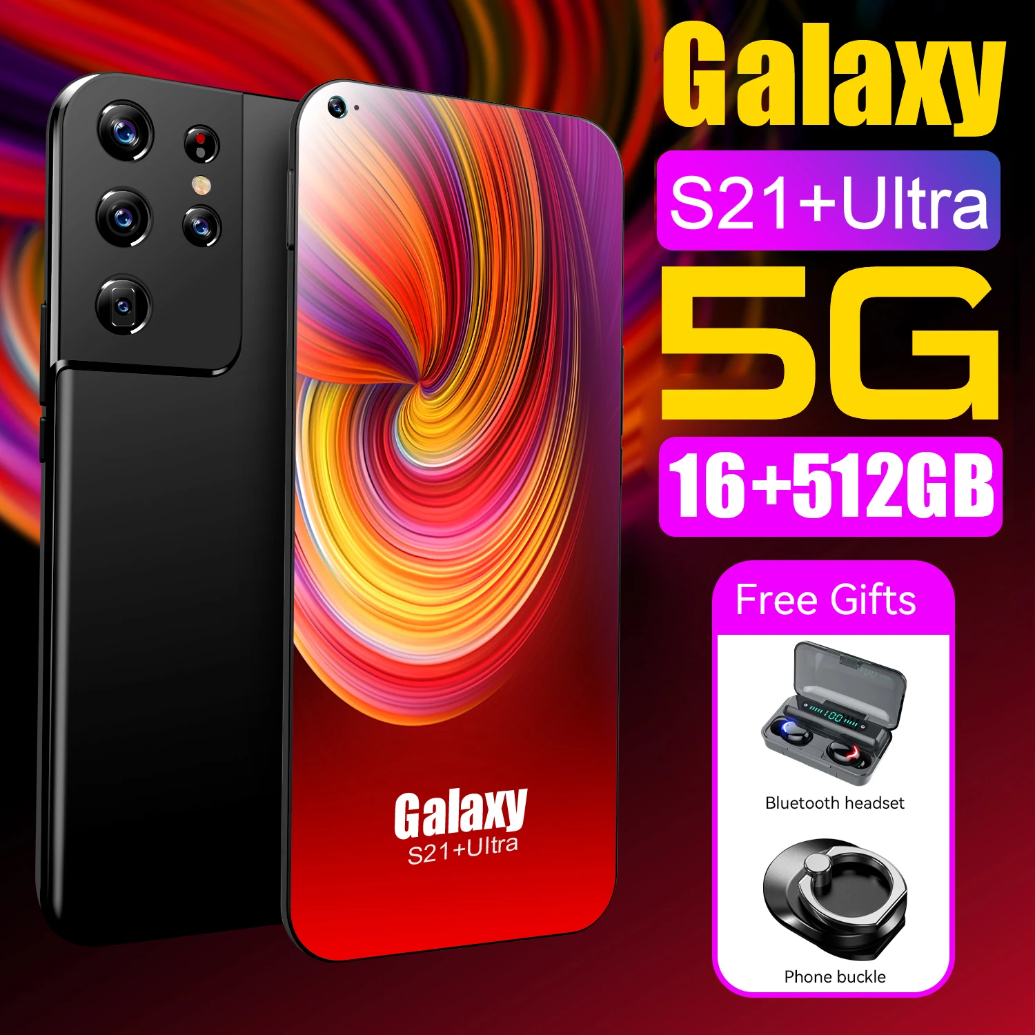

S21+ Ultra 7.3 Inch Smartphone 6800mAh Unlock Global Version 4G 5G Android 24MP+48MP 16GB+512GB 10 Core Celulares Smartphone