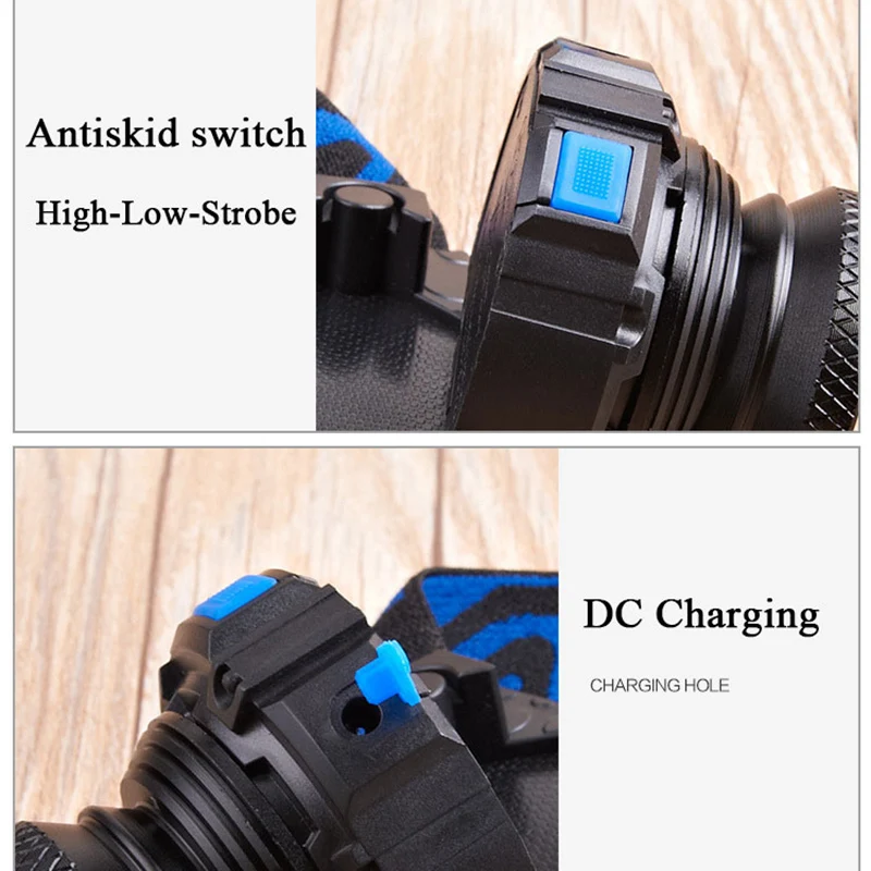 Powerful Portable LED Headlamp Built-in Battery USB rechargeable 3 Lights Modes Zoomable Torch Camping Hiking Light | Лампы и