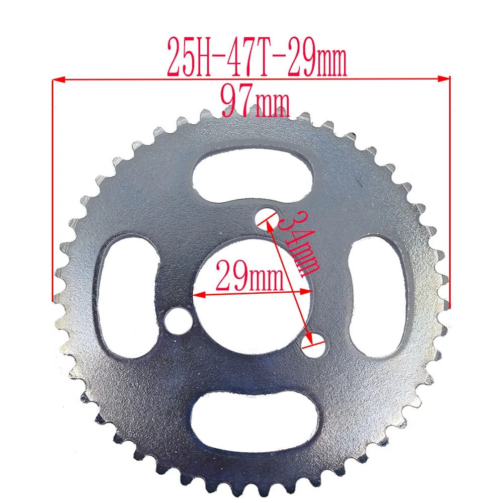 

Задняя звездочка 25H 47T 29 мм с 3 или 4 отверстиями для 47CC 49CC мини мотовездехода квадроцикла грязевого карманного велосипеда электрического скутера