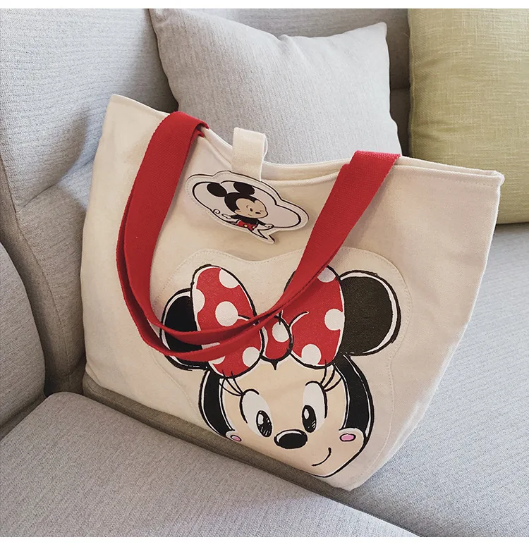 Disney новая большая сумка женская сумка милый мультяшный Микки Большая вместительная сумка для девочек Сумка тканевая через плечо сумки кошелек шоппинг