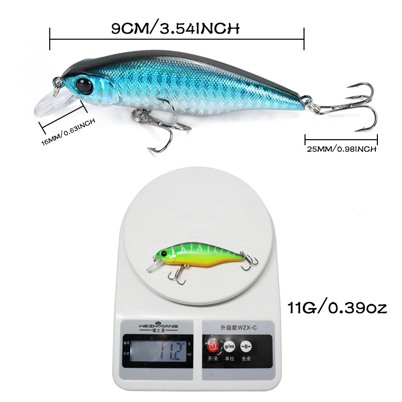 

10Pcs Minnow 9cm/11g Fishing Lure Hard Bait Wobbler Crankbait Fish Smart Fresh Salt Water Trout Fishing Lures Carp