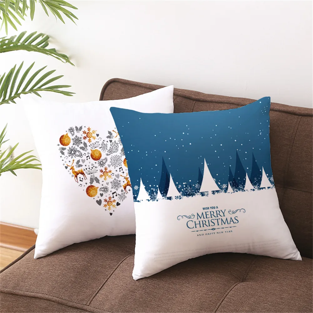 

Custom White Christmas Pillowcase Cushion Cover Home Decor Hotel Car Seat Backrest Sofa Pillow Case 21104-TPR84