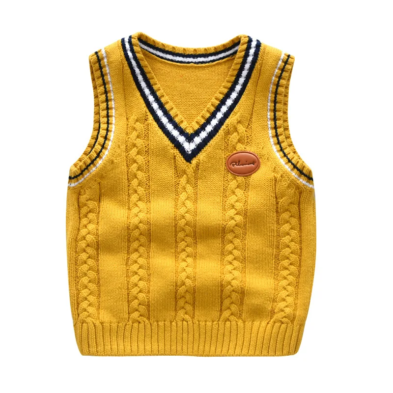 Осенне зимняя школьная форма для маленьких девочек жилет вязаный свитер без