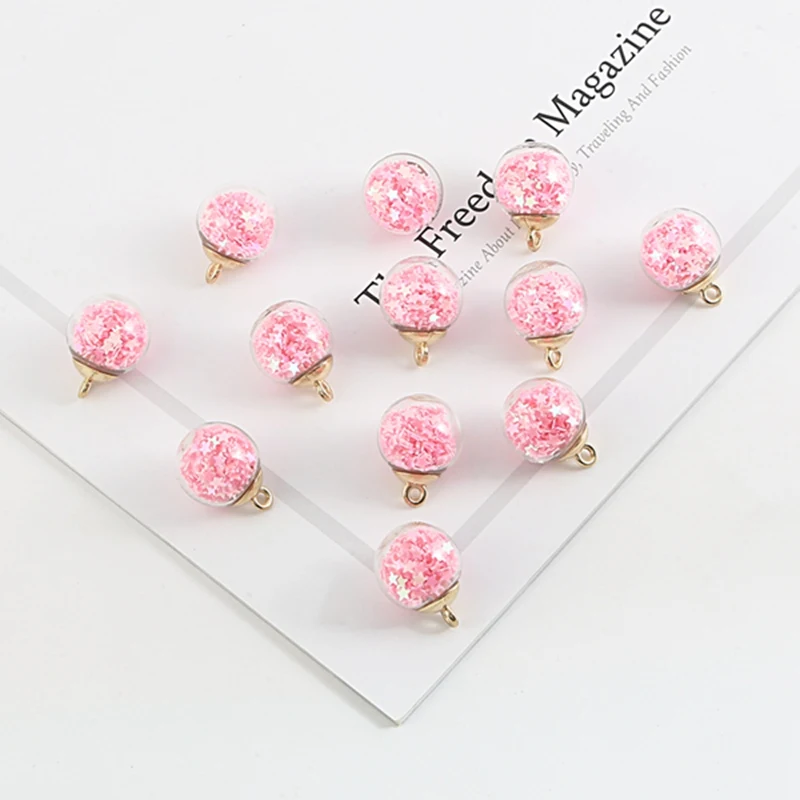 Pink Красочные 15 x21mmпрозрачные стеклянные Шаровые Подвески в виде звезд поиск для волос ювелирные изделия аксессуары серьги амулеты - Окраска металла: Pink