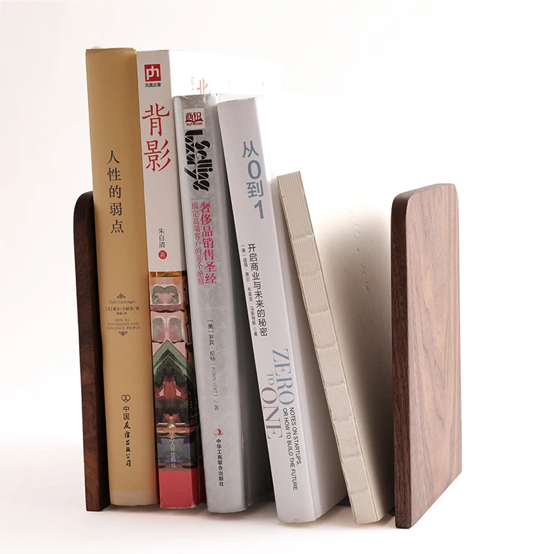 

Natural Creative Wood Bookend Holder Reusable Resistance to Fall Bookshelf Office Desktop Student Book Stand DF
