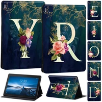case for lenovo tab m10 10 1 inch tab e10 10 1 inch hard initials name pu leather tablet stand shell folio cover free stylus